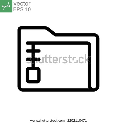 Archive Folder Icon. Zip File Type and Extension. Compressed documents in archive directory line style for mobile application, and website logo Vector illustration. Design on white background. EPS 10