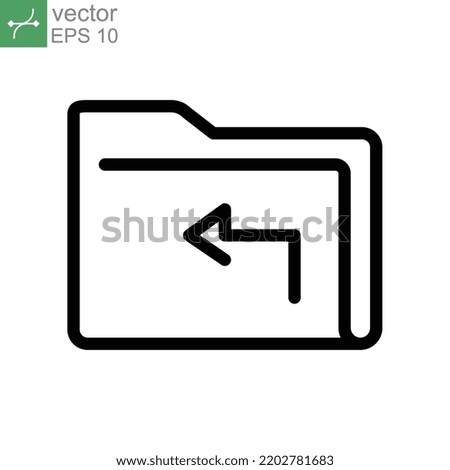 Direction document with next or upper symbol line icon. Reload and transfer data. directory storage with left arrow sign. Share folder. Vector illustration. Design on white background. EPS 10