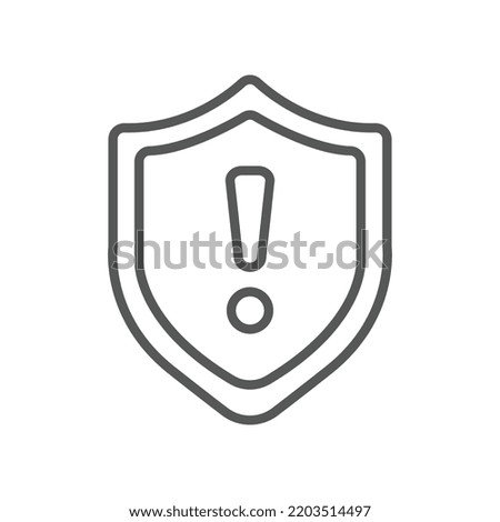 Danger Warning Error Alert Sign in badge style, Security shield exclamation mark for website, logo, app, UI. Guard, attention, warning icon Vector illustration filled outline style. EPS10