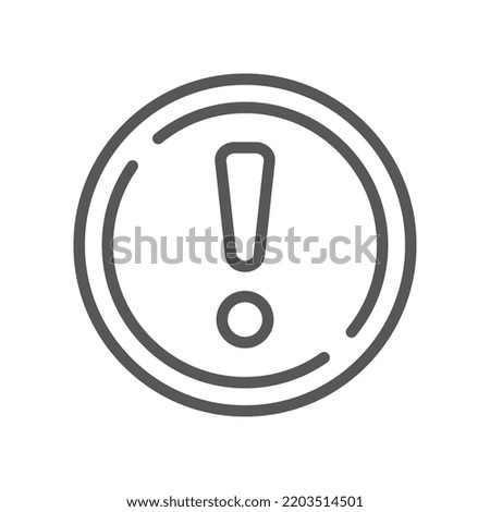 Exclamation mark in round shape for hazard warning symbol. Beware secure caution in traffic road. Error, notice, Alert, caution icon . Vector illustration filled outline style. EPS10