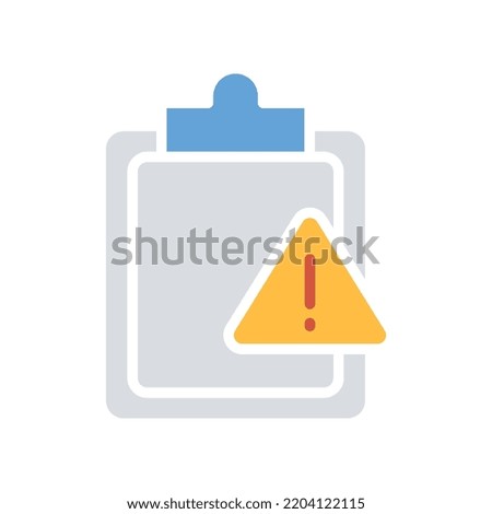 Clipboard with exclamation point Important document sign, caution file, urgent task. Assignment late Silhouette symbol. File, task, warning icon Vector illustration filled outline style EPS10
