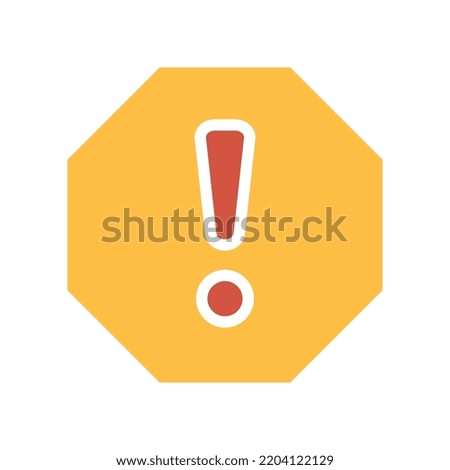 exclamation mark in octagonal shape for hazard warning symbol. Beware secure caution in traffic road. Warning pop up Attention, warning icon. Vector illustration filled outline style. EPS10