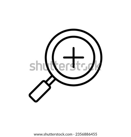 Zoom icon. Simple outline style. Magnify glass with add sign, find, focus, plus, positive, enlarge concept. Thin line symbol. Vector illustration isolated on white background. EPS 10.