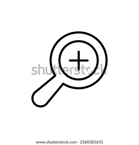 Zoom icon. Simple outline style. Magnify glass with add sign, find, focus, plus, positive, enlarge concept. Thin line symbol. Vector illustration isolated on white background. EPS 10.