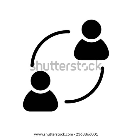 User exchange glyph icon, two people or replacement person, in connect arrow, communication circle trade. Personnel change Staff updating logo. vector illustration. design on white background. EPS 10