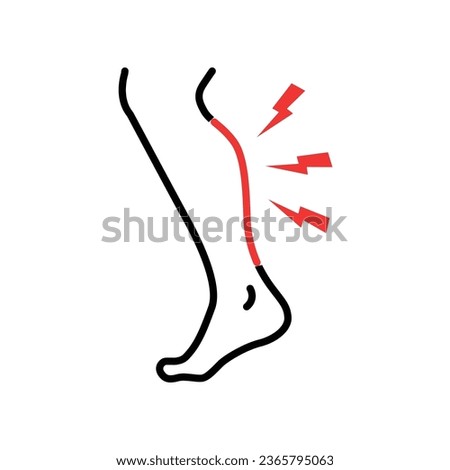 Shin hurts thin line icon. Body pain concept, Shin pain sign. eg injured in shin area icon in outline style for mobile concept and web design vector illustration design on white background. EPS 10