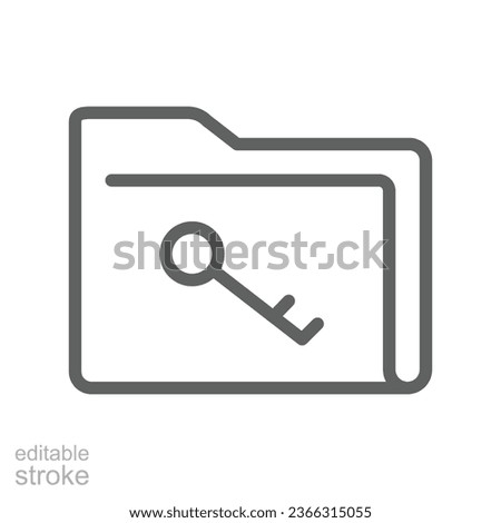 Protect documents or unlock folder icon. Folder lock pad sign, secure encryption data file with lock key. Private access directory Editable stroke Vector illustration Design on white background EPS10