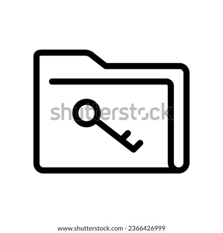 Protect documents or unlock folder icon. Folder lock pad sign, secure encryption data file with lock key. Private access directory. line style. Vector illustration. Design on white background. EPS 10