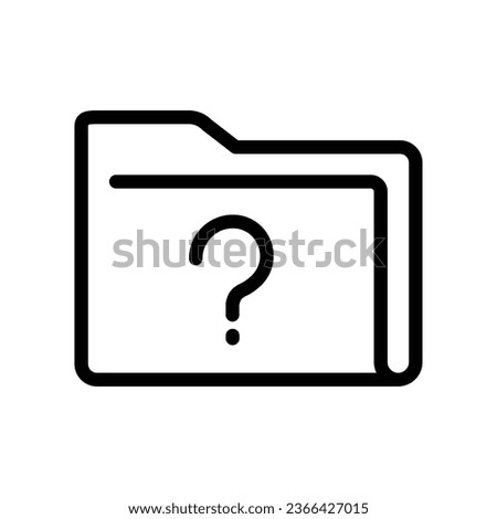 Unverify Documents file line icon. FAQ folder with question mark badge. Unknown folder, unfamiliar directory with interrogation mark symbol Vector illustration Design on white background EPS 10