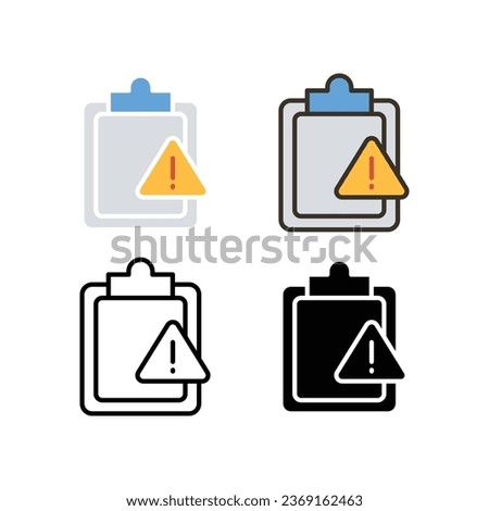 Clipboard with exclamation point Important document sign, caution file, urgent task. Assignment late Silhouette symbol. File, task, warning icon Vector illustration Design on white background EPS10