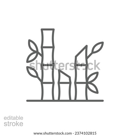 Bamboo with leaves icon. Simple outline style. Japanese bamboo, leaf, tree, nature, asian garden concept. Thin line symbol. Vector illustration isolated. Editable stroke.