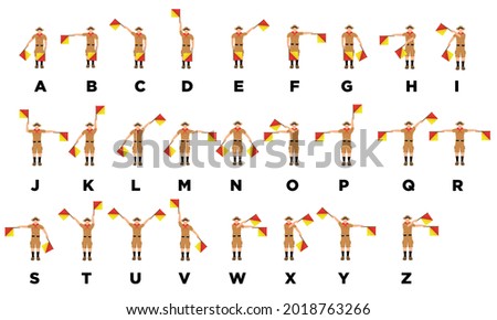 illustration vector graphic of boy scout doing semaphore 