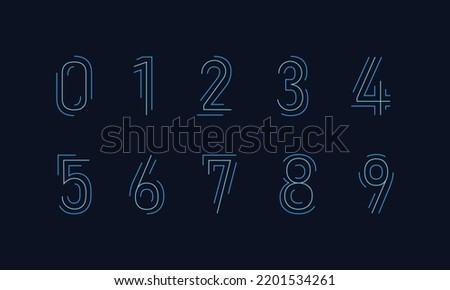 Number set  1 2 3 4 5 6 7 8 9 0 , technological flat design for your unique elements design