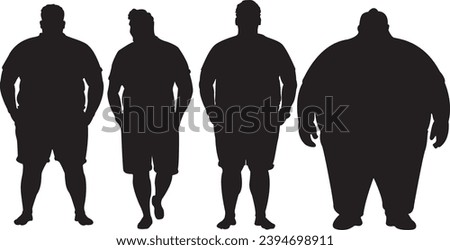 fat man silhouette on a white background
