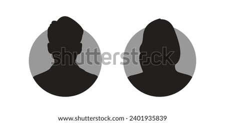 vector illustration showing male and female faces in silhouette or icon form, suitable for profile avatars or unrecognizable or anonymous individuals. 