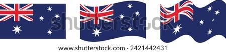 australia country flag vector. flat. wavy and moderately wavy
