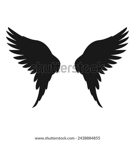 silhouette angle wings. logo icon vector. black isolated white background