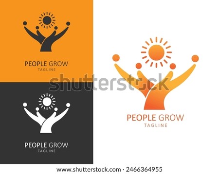 people grow logo symbol growing team vector illustration