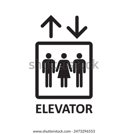 elevator icon 3 people line vector illustration