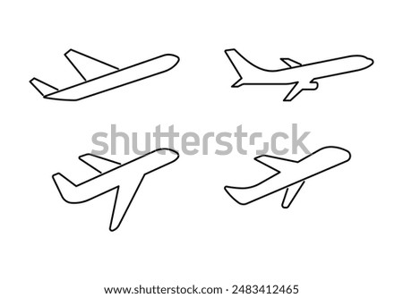 airplane outline icons take off vector design