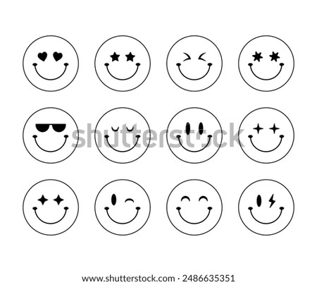 emoticon smile happy outline black white design