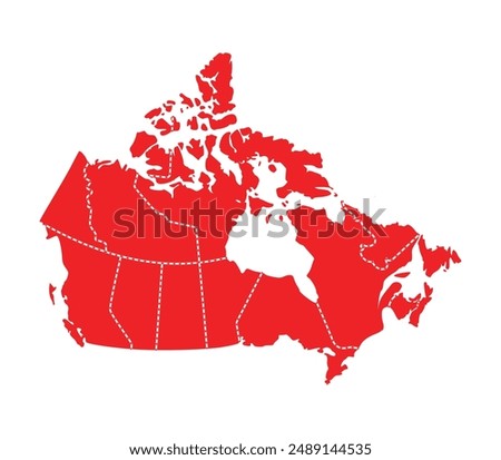 map of canada red vector design isolated white background