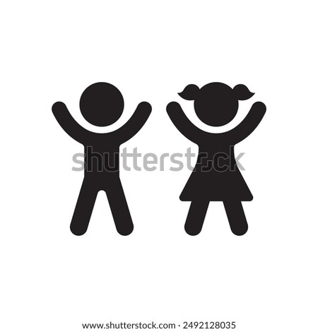 kid icon boy girl hild happy vector isolated white background