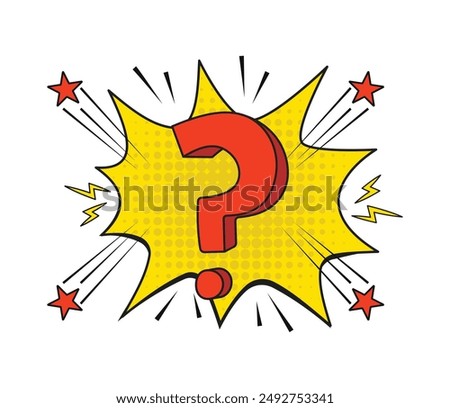 pop art question mark design isolated white background 