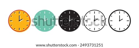 wall clock icon vector outline black flat color isolated background