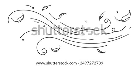 leaf wind doodle vector design isolated white background 