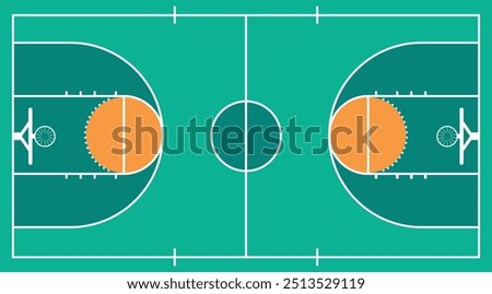 basketball court flat design top view symbol vector illustration