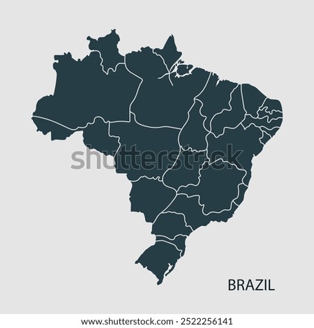 brazil map vector design illustration isolated grey background