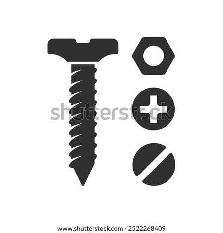 Screws bolt nut black vector design illustration isolated white background