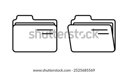 close open folder outlines vector design illustration isolated background