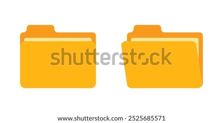 close open folder flat yellow vector design illustration isolated background