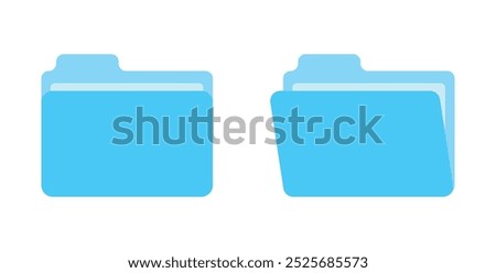 close open folder flat blue vector design illustration isolated background