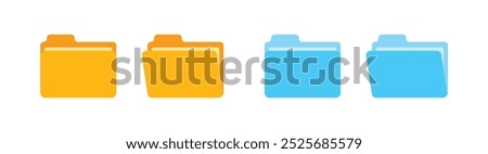 set of close open folder flat vector design illustration isolated background