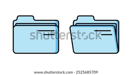 close open folder outline blue vector design illustration isolated background