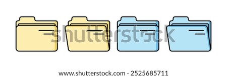 set of close open folder vector design illustration isolated background