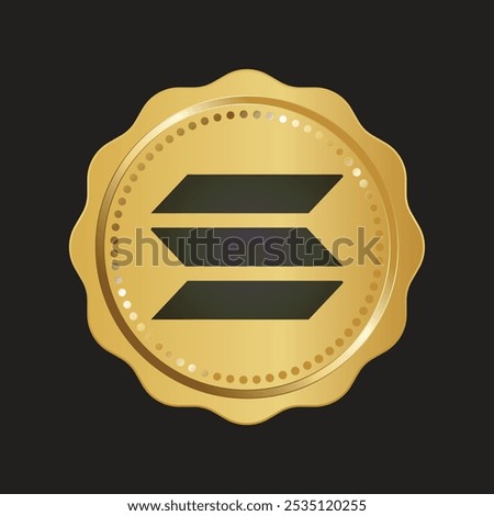 crytocurency solana logo gold coin vector design isolated background