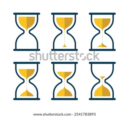 set of hourglass icon flat design vector isolated white background