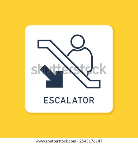 escalator down sign icon logo vector design illustration isolated yellow background 