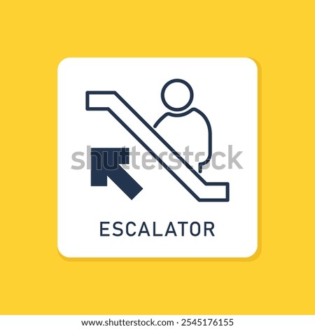 escalator up sign icon logo vector design illustration isolated yellow background 