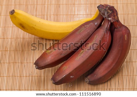 Red yellow bananas. Red bananas are best suited for baking.