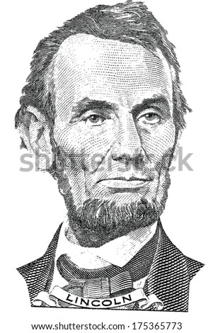 Portrait of Abraham Lincoln (vector) from the five dollar bill