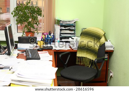 Workplace of the bookkeeper at office.