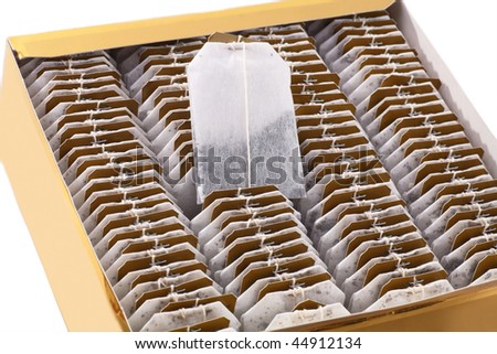 One hundred tea bags in the package. White background