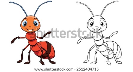 Cute Ant Smile Cartoon Coloring Page For Kids