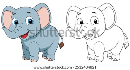 Cute Elephant Smile Cartoon Coloring Page For Kids