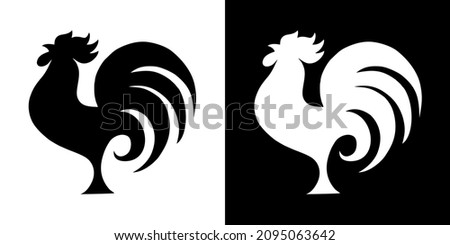 Illustration vector graphic of rooster icon. Rooster logo. Color black and white. Tribal image of a rooster. Simple flat image